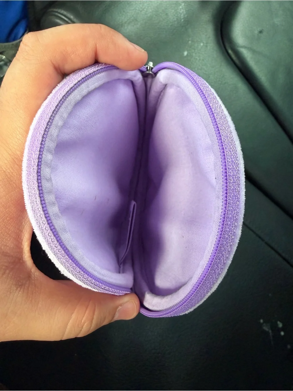 CHANEL Lavender Velvet Round Pouch with Gold and Black Logo